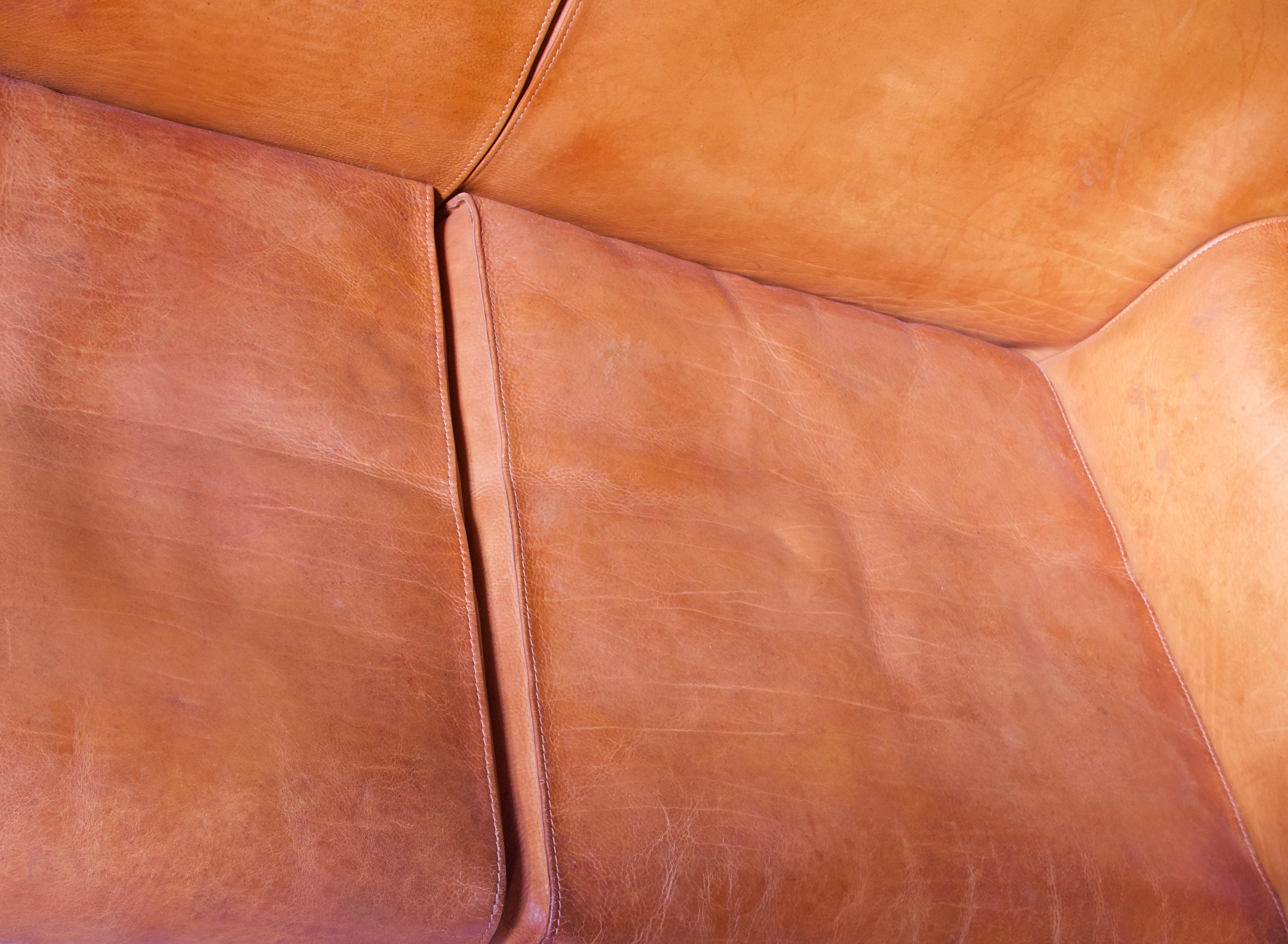 Vintage 415 Cab Zweisitziges Sofa aus cognacfarbenem Leder von Mario Bellini:: Italien:: 1987 2