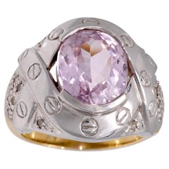 Vintage 4.15 carat morganite 14k white and yellow gold cocktail ring