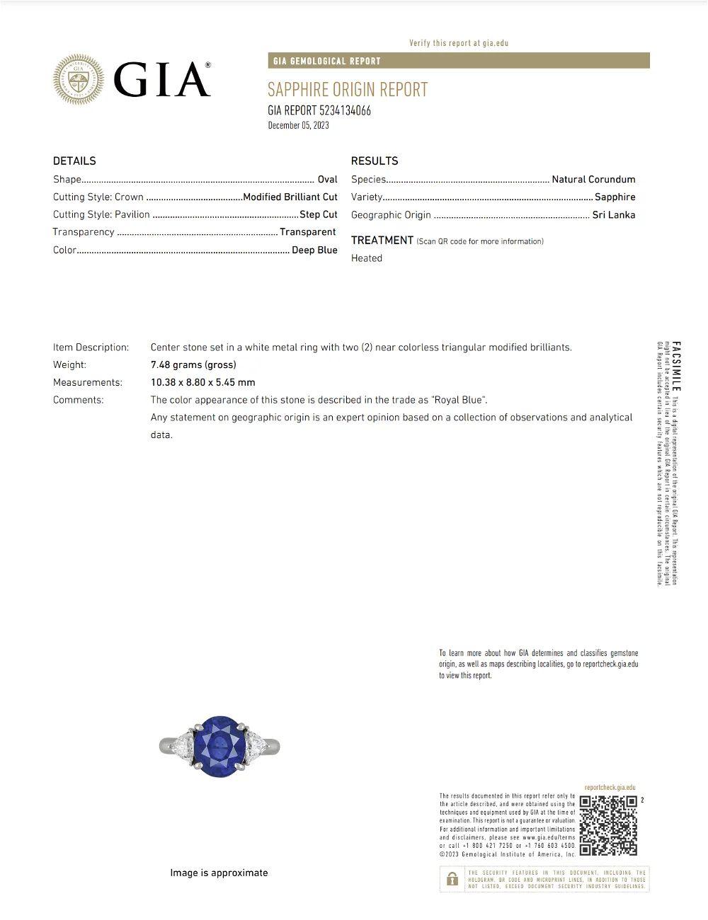 Vintage 4.15 Carat Oval Ceylon Sapphire GIA and Trillion Diamond Platinum Ring For Sale 1