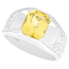Vintage 4.16Ct Yellow Ceylon Sapphire and Platinum Dress Ring Circa 1990