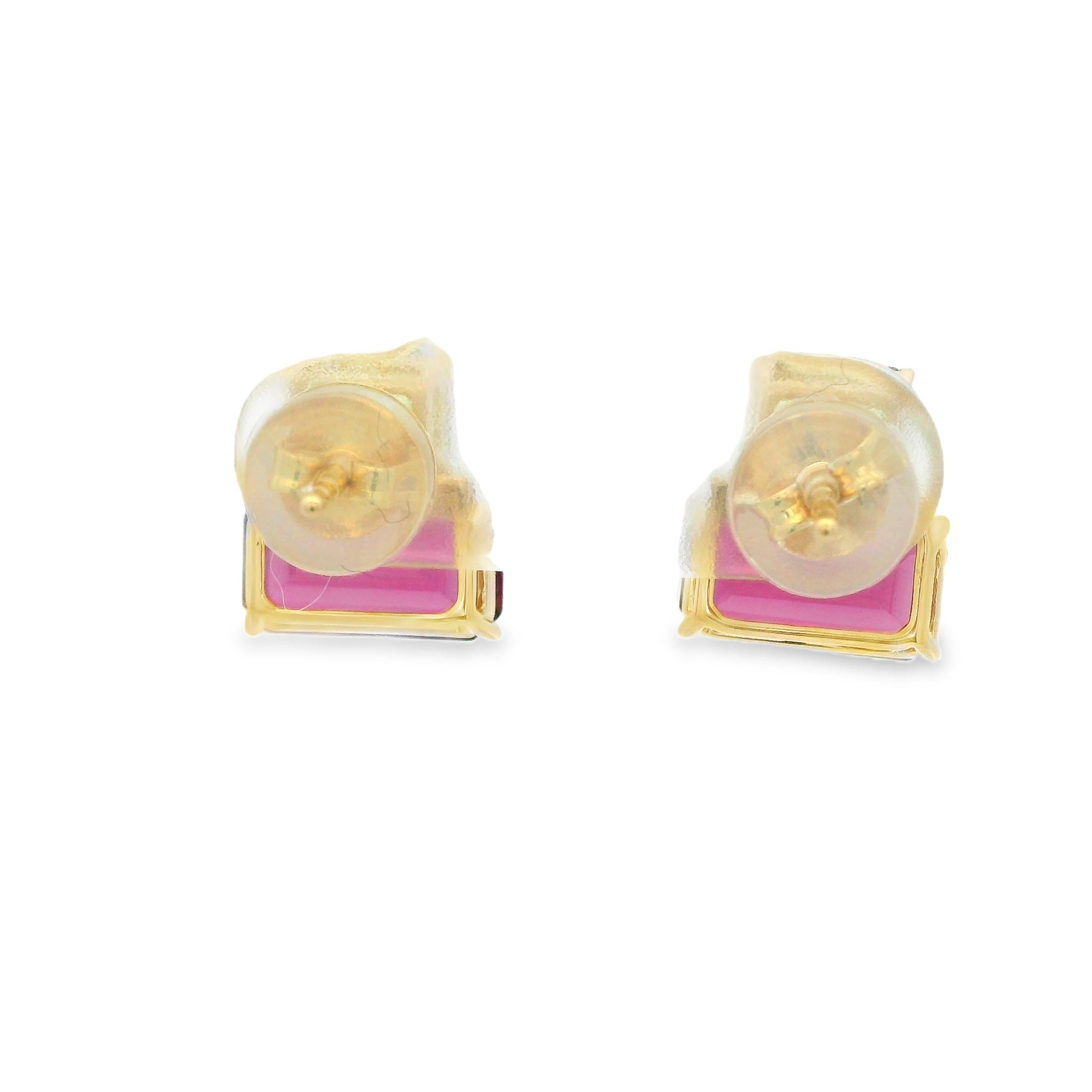 Pendientes vintage de oro amarillo de 14 quilates con diamantes peridoto y granate de 4,17 quilates en venta 1