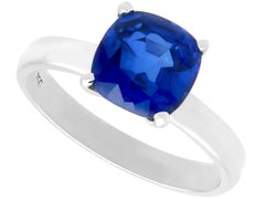 Vintage 4.19 Carat Madagascan Sapphire 18k White Gold Solitaire Ring Circa 1990