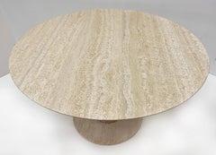 Vintage Round Travertine Gueridon Pedestal Table, Belgium