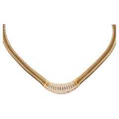 Collana Tubogas d'epoca in oro giallo 14k con diamante di 4,20 carati di peso totale