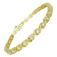 Bracciale tennis vintage con diamanti da 4,20 carati di peso totale 14k