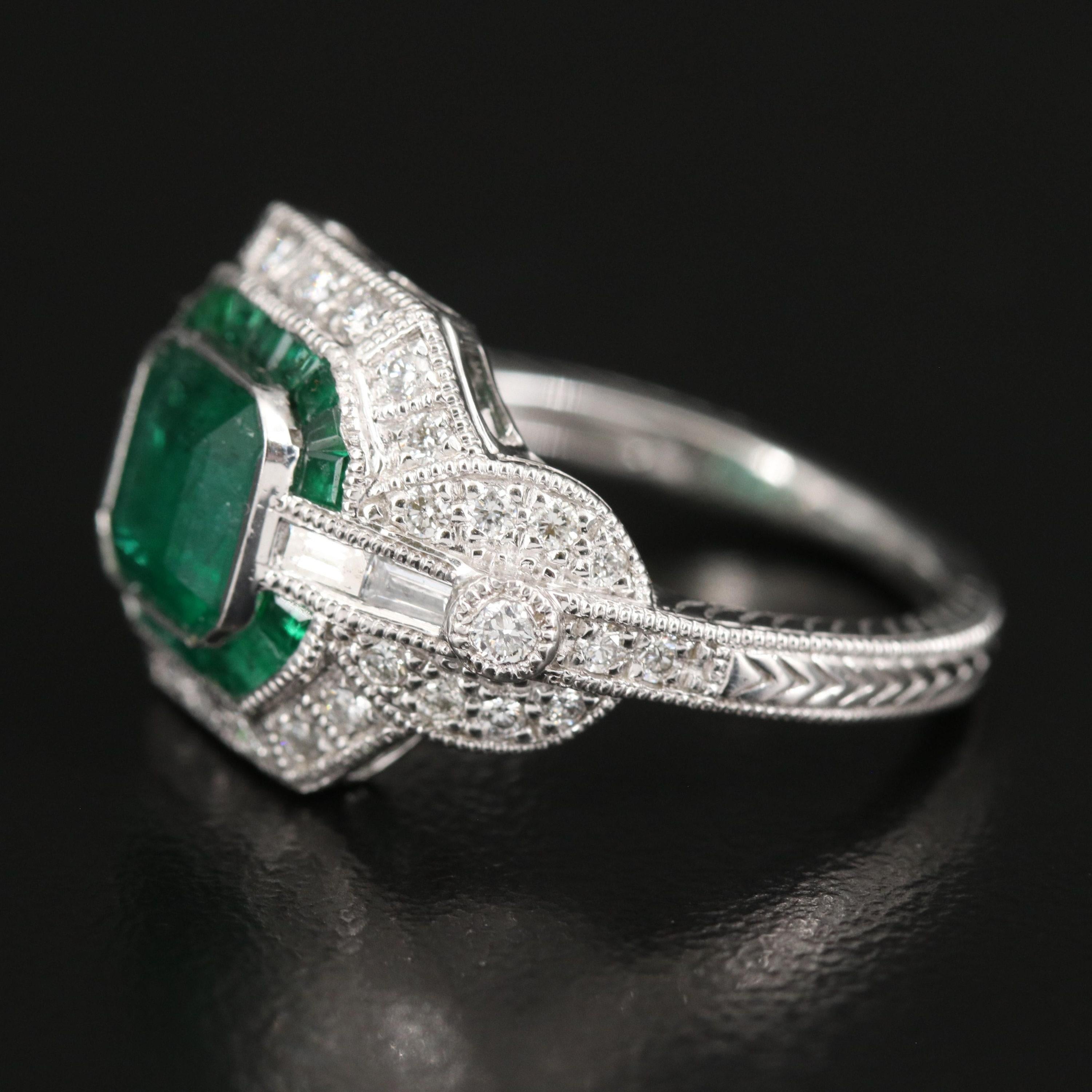 For Sale:  Vintage 4.2 Carat Emerald Diamond Engagement Ring, Cluster Diamond Cocktail Ring 3