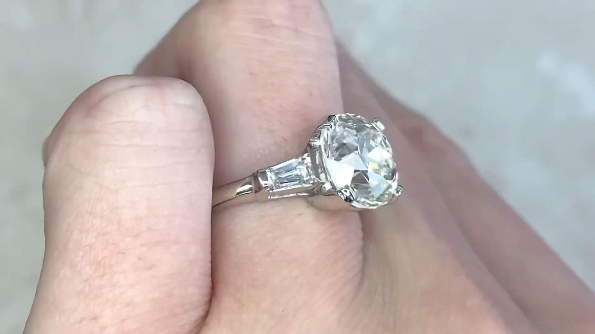 Art Deco Old European Cut Diamond Engagement Ring (Approx. 4.20-Carats), 14k White Gold