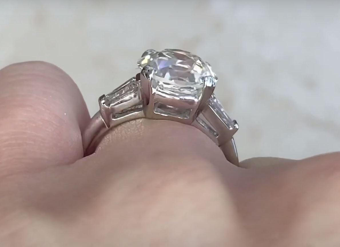 Vintage 4.25ct Old European Cut Diamond Engagement Ring, 14k Gold, circa 1950 For Sale 1
