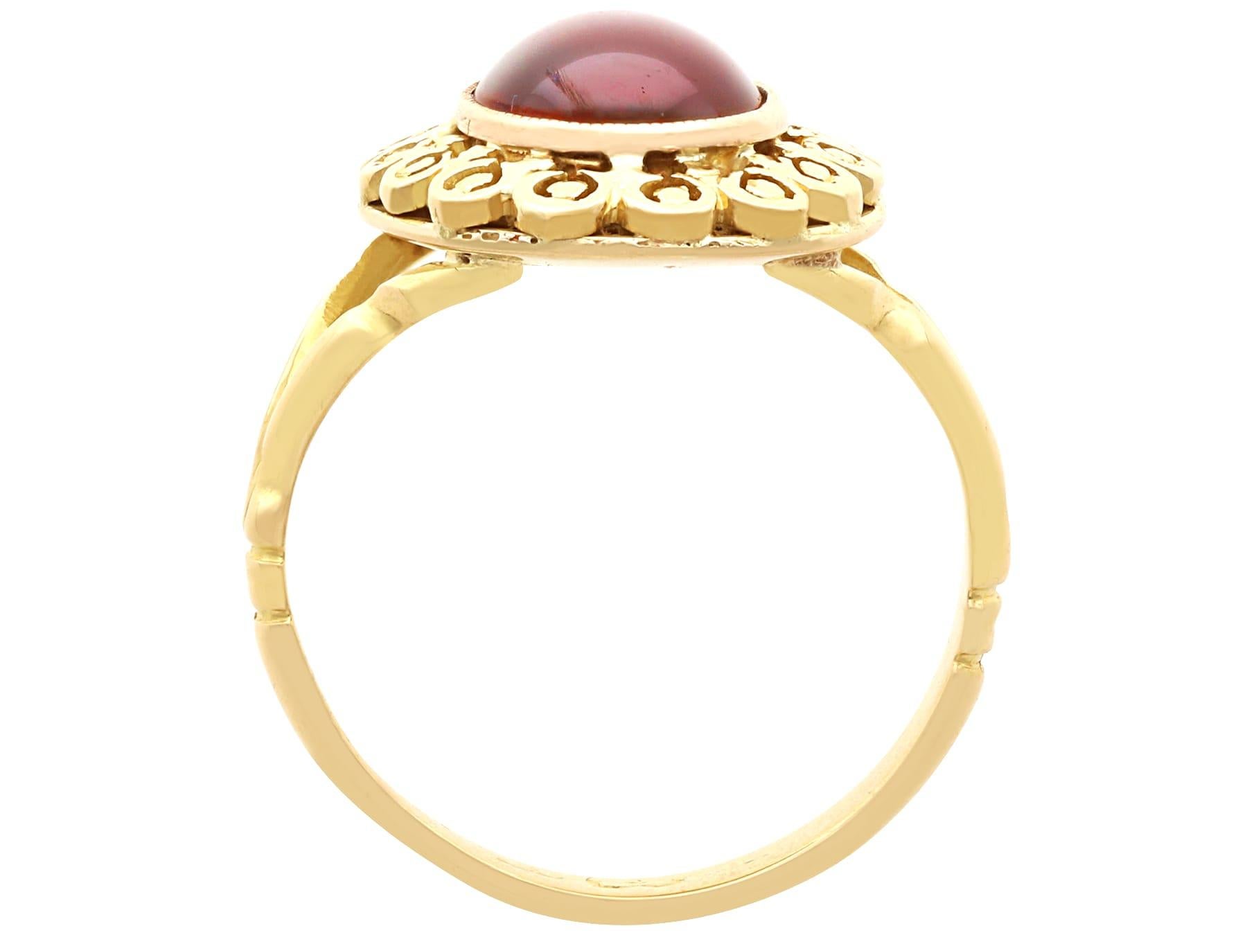 Vintage 4.43 Carat Garnet and 18k Yellow Gold Dress Ring Circa 1940 For Sale 1