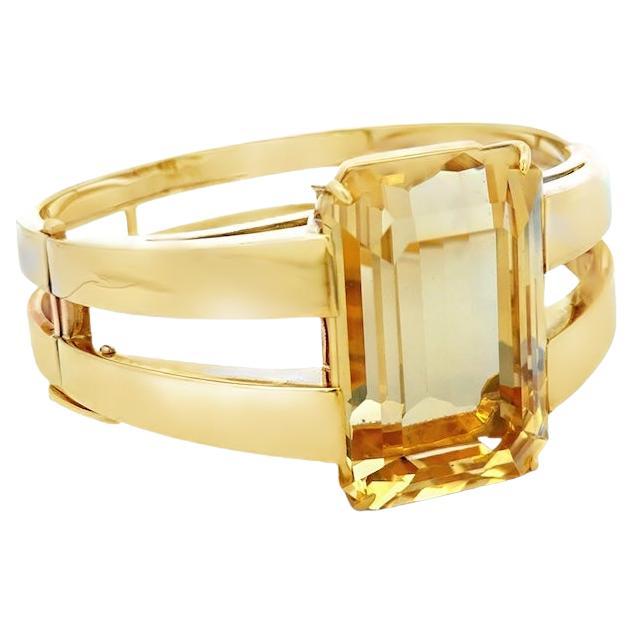 Vintage 44,40 Karat Citrin 18K Gelbgold Armreif aus 1960 (Moderne) im Angebot
