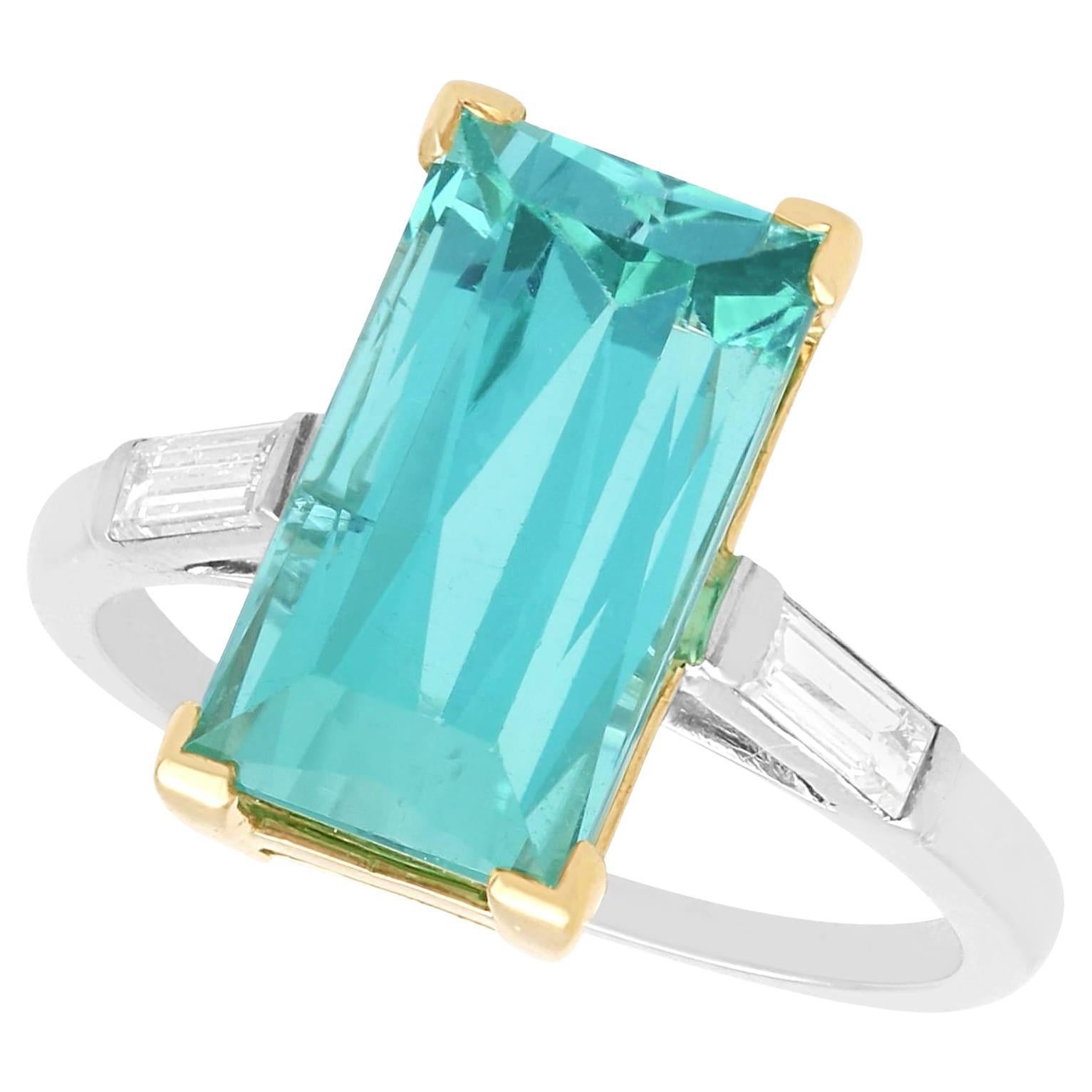 Anello da cocktail in platino con tormalina e diamanti da 4,46 carati vintage