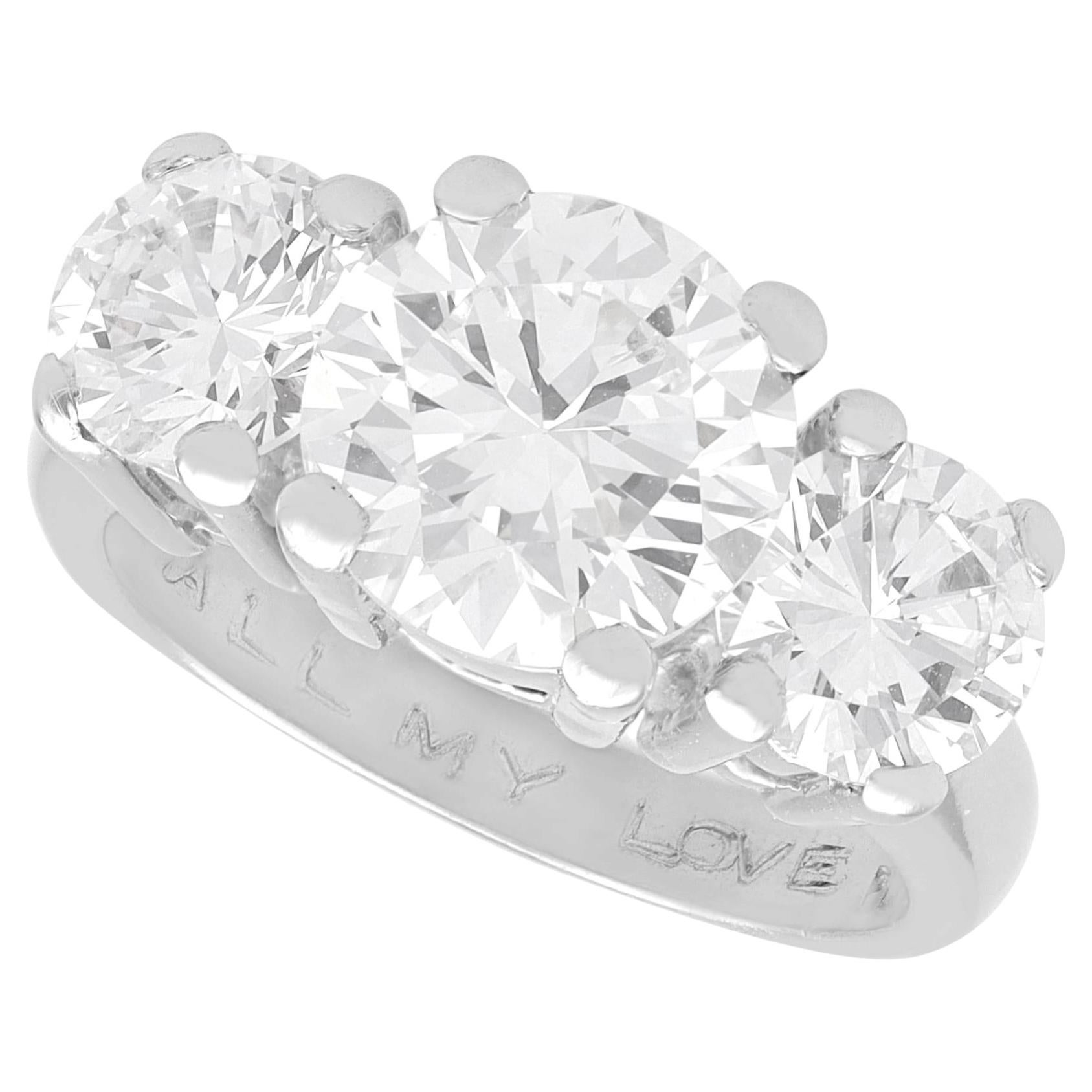 Vintage 4.49 Carat Diamond and Platinum Trilogy Ring
