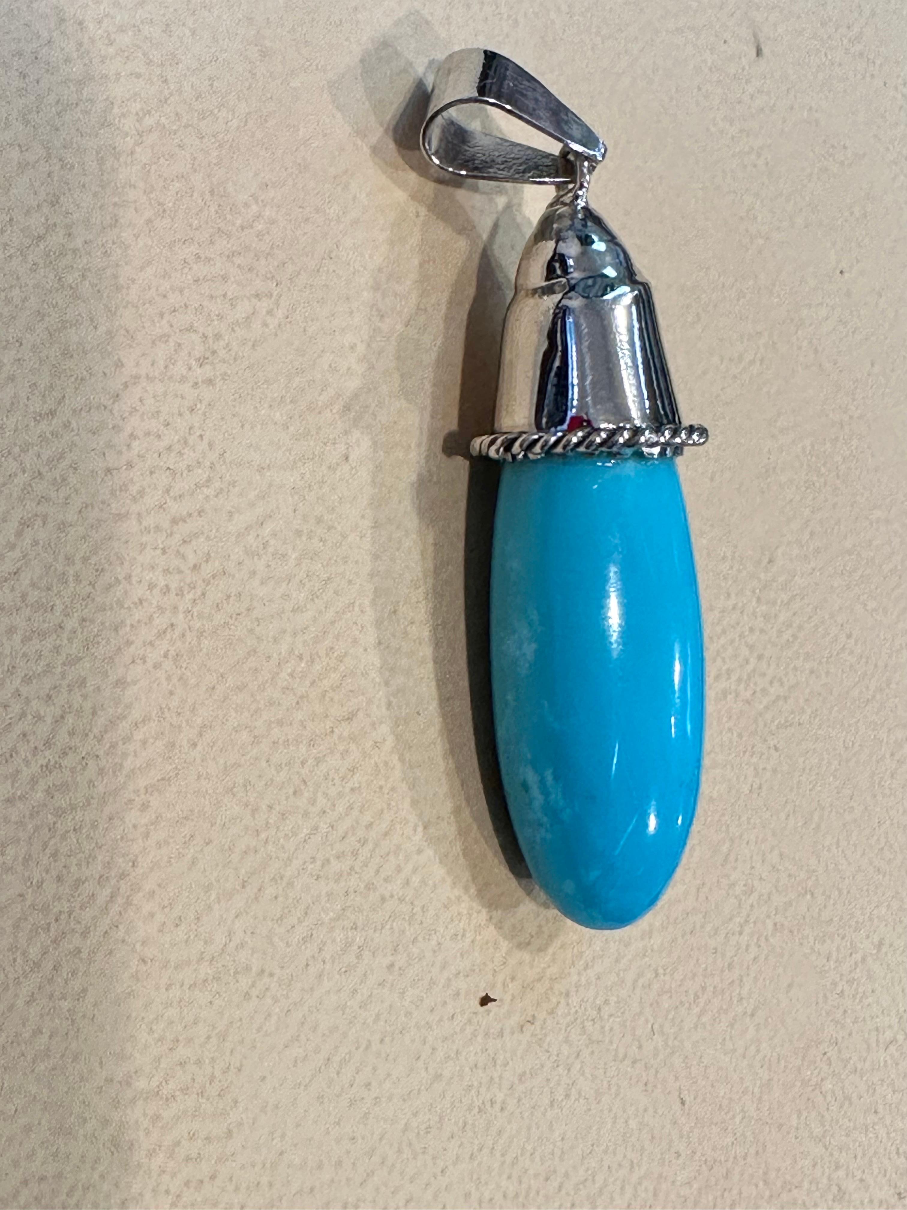 Cabochon Vintage 45 Ct Natural Sleeping Beauty Turquoise Pendant, Big Bail For Sale