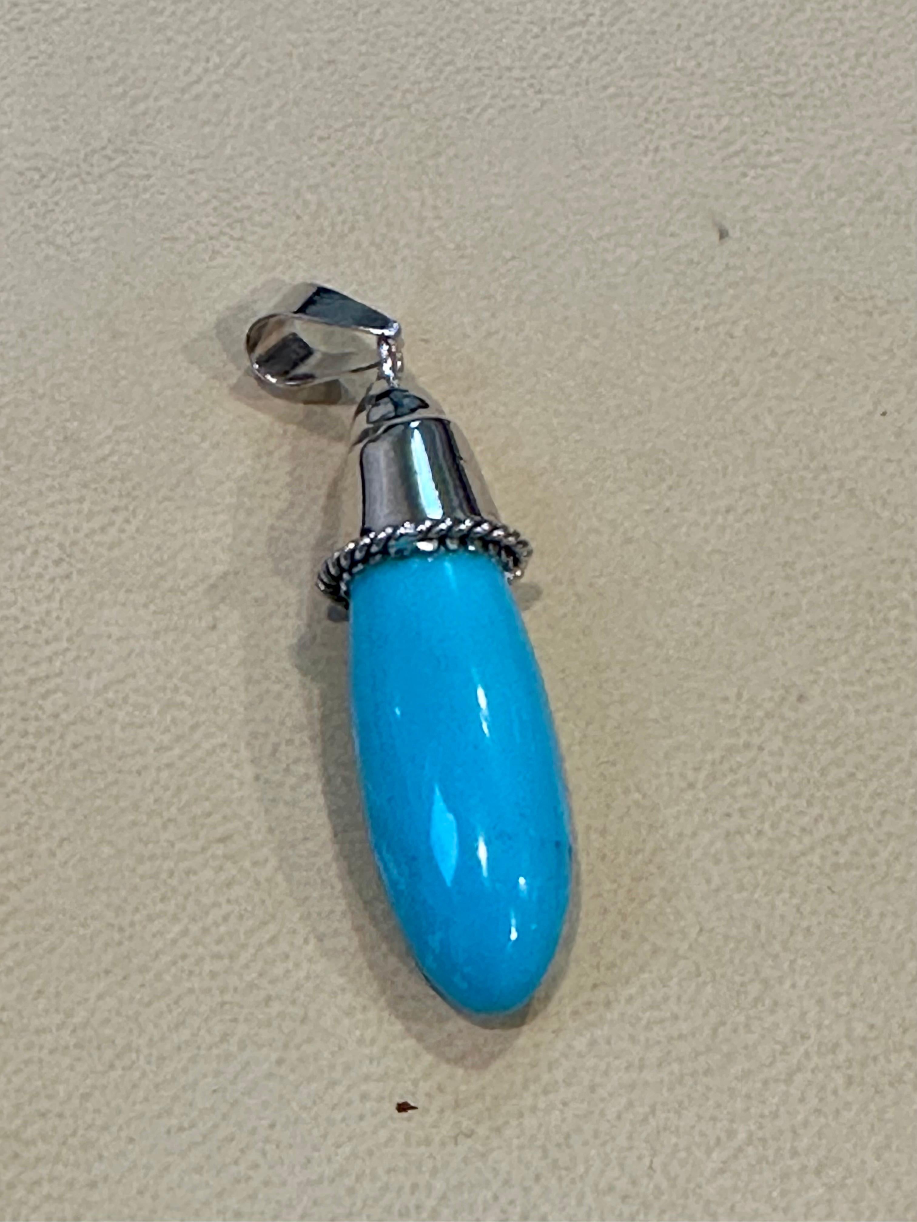 Vintage 45 Ct Natural Sleeping Beauty Turquoise Pendant, Big Bail In Excellent Condition For Sale In New York, NY