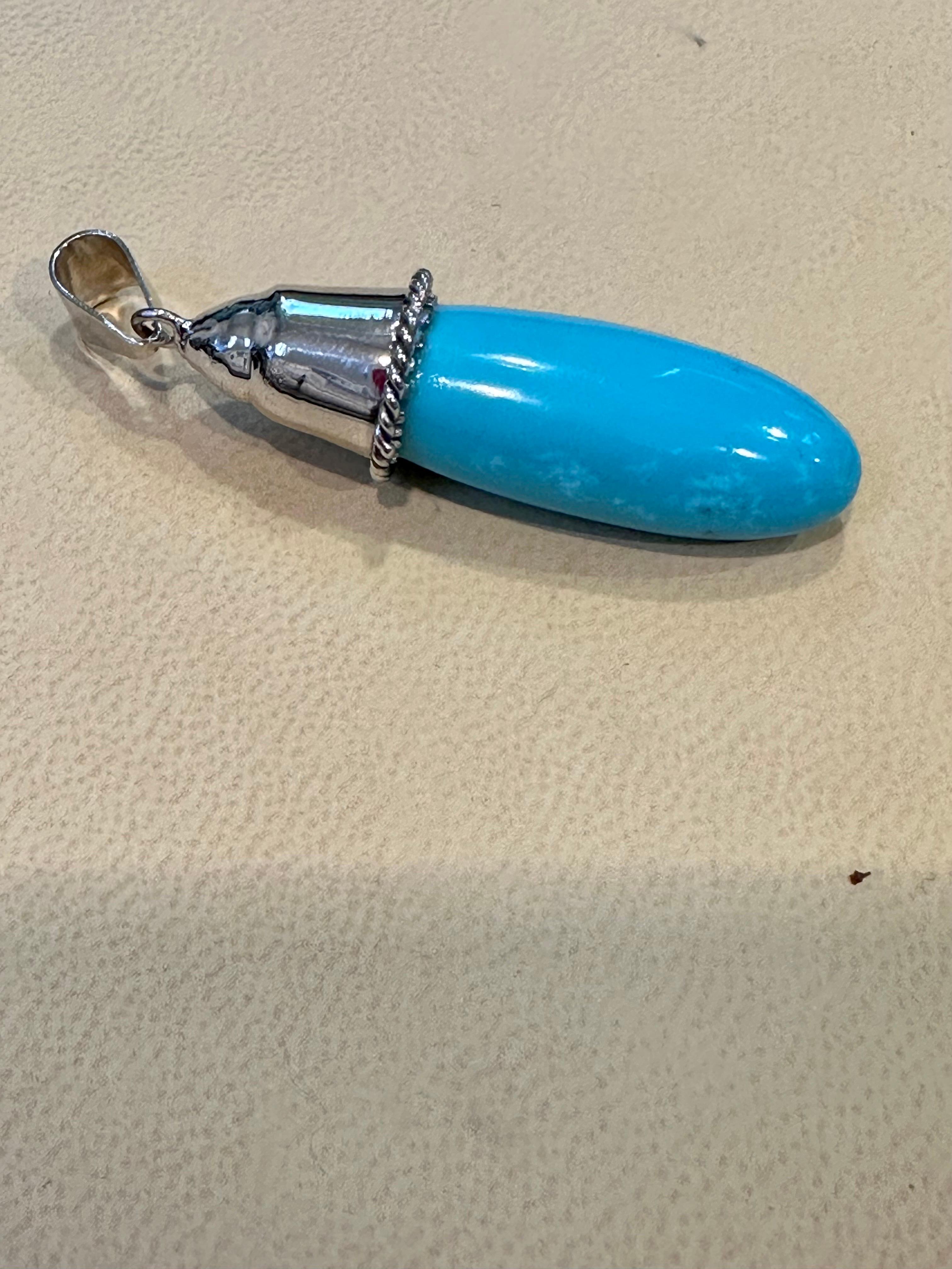 Pendentif vintage en turquoise naturelle 45 carats « Sleeping Beauty », grand anneau 1