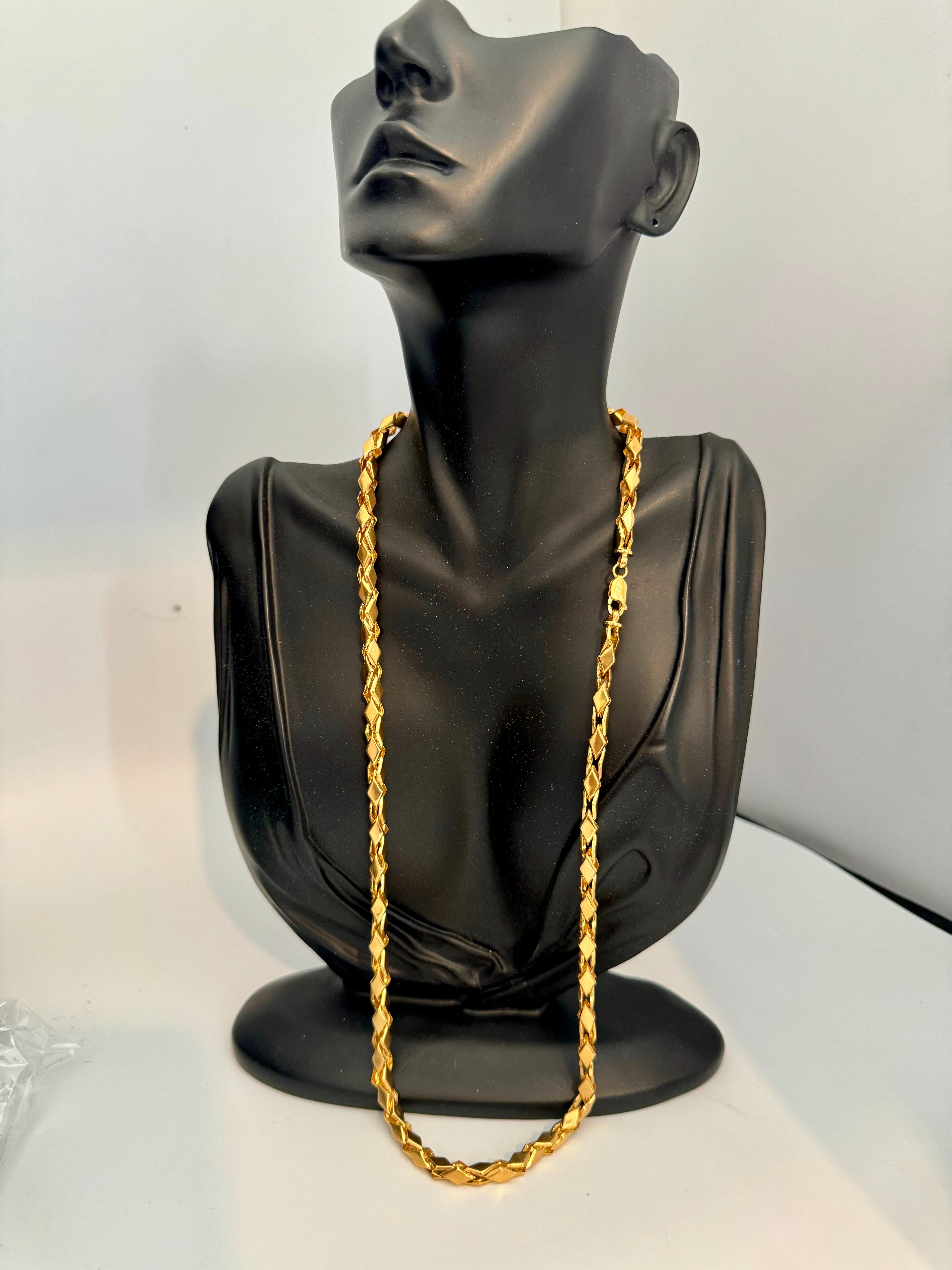 Vintage 45 Gm reine 22 Karat Gelbgold Handgefertigte Kette 23 Zoll handgefertigt im Zustand „Hervorragend“ im Angebot in New York, NY