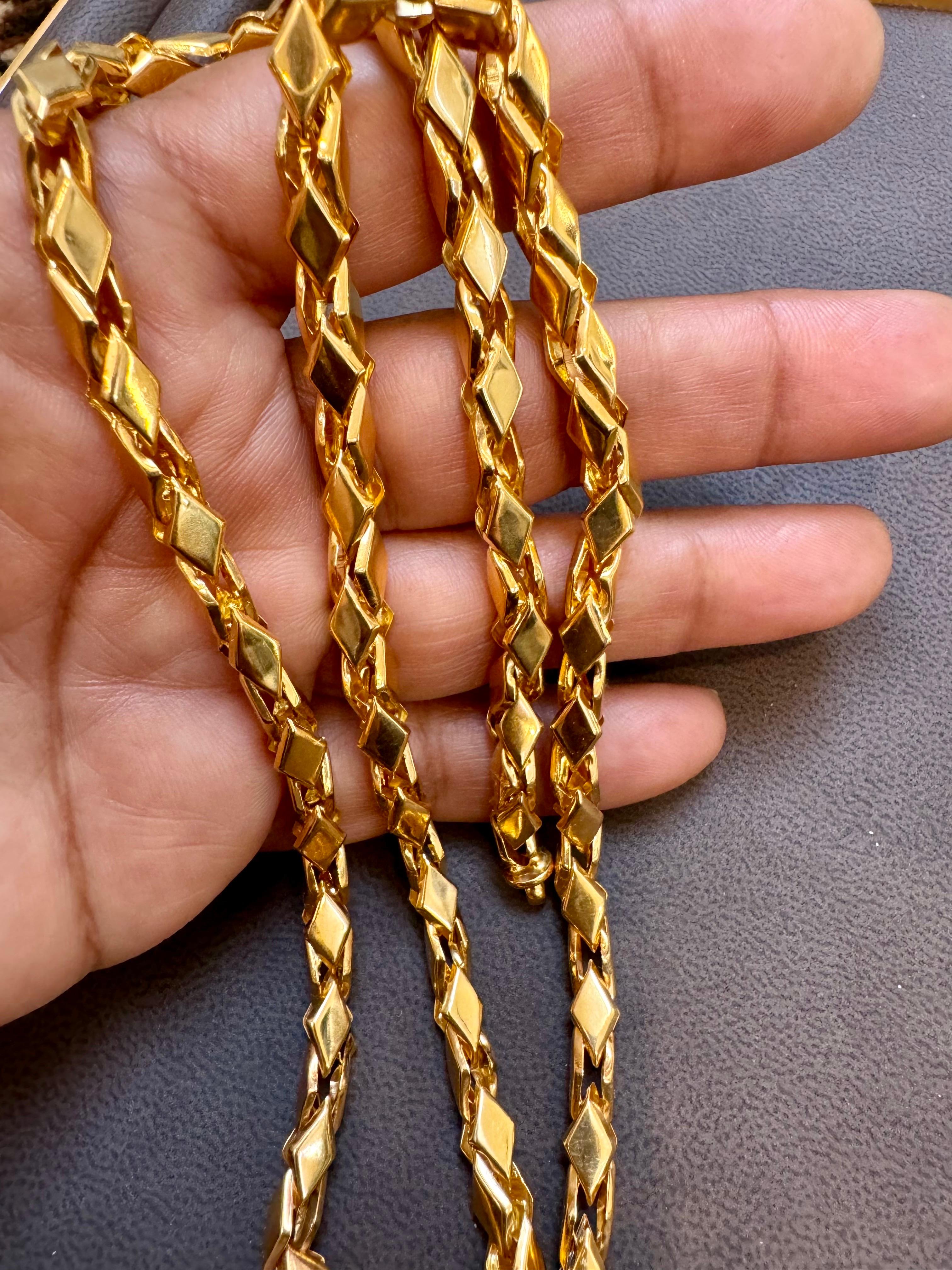 Vintage 45 Gm reine 22 Karat Gelbgold Handgefertigte Kette 23 Zoll handgefertigt für Damen oder Herren im Angebot