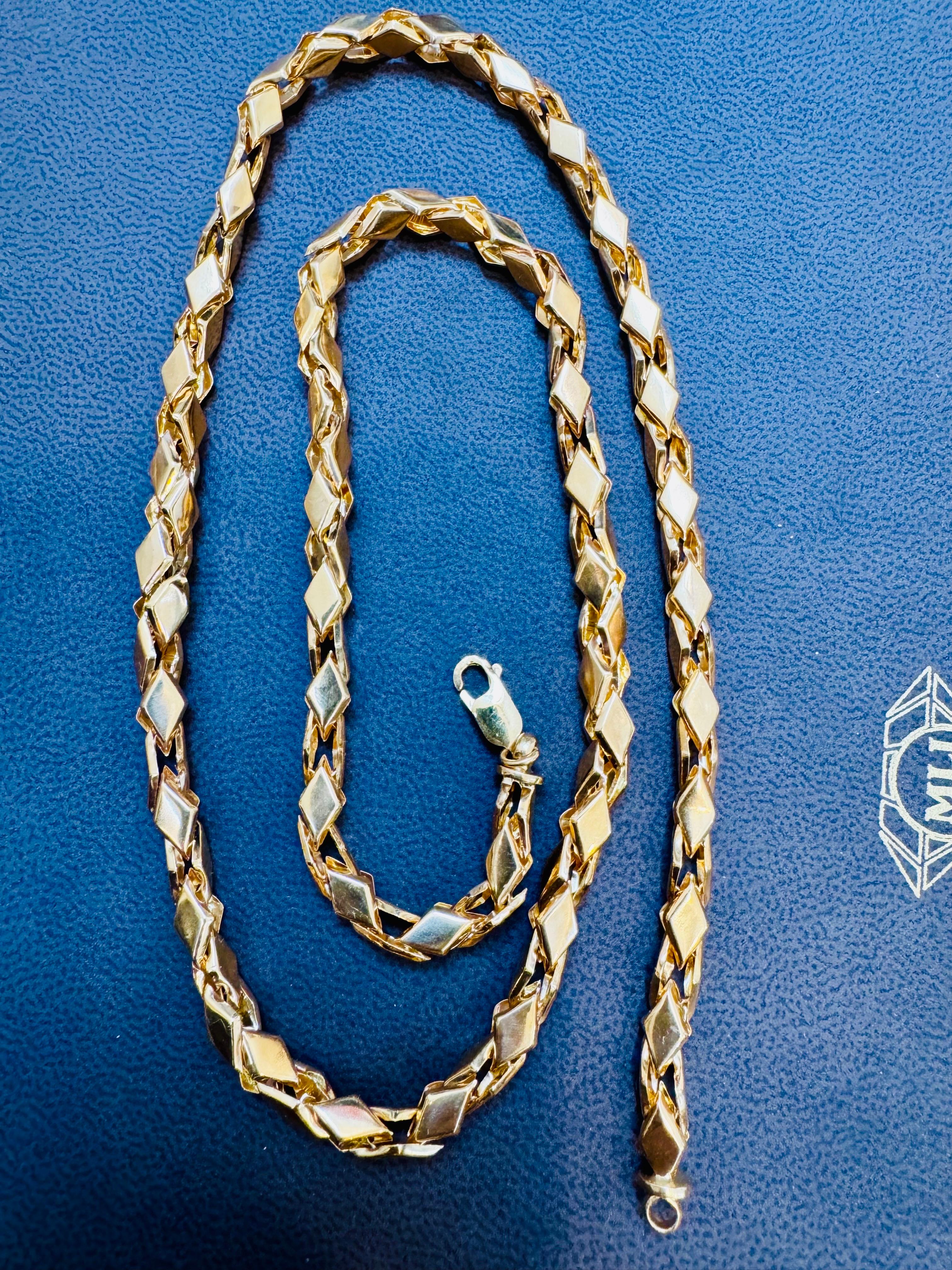 Vintage 45 Gm reine 22 Karat Gelbgold Handgefertigte Kette 23 Zoll handgefertigt im Angebot 1