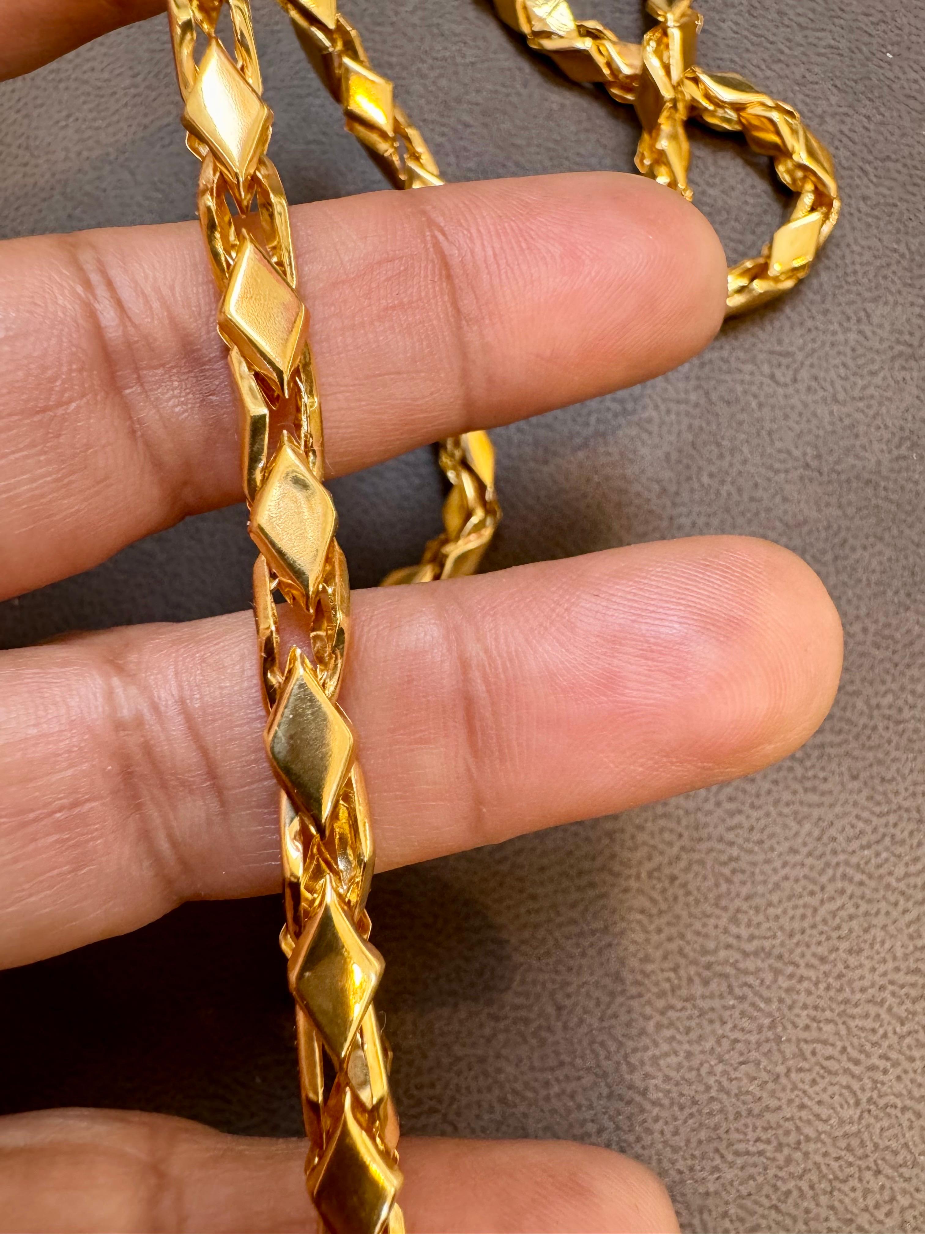 Vintage 45 Gm reine 22 Karat Gelbgold Handgefertigte Kette 23 Zoll handgefertigt im Angebot 3