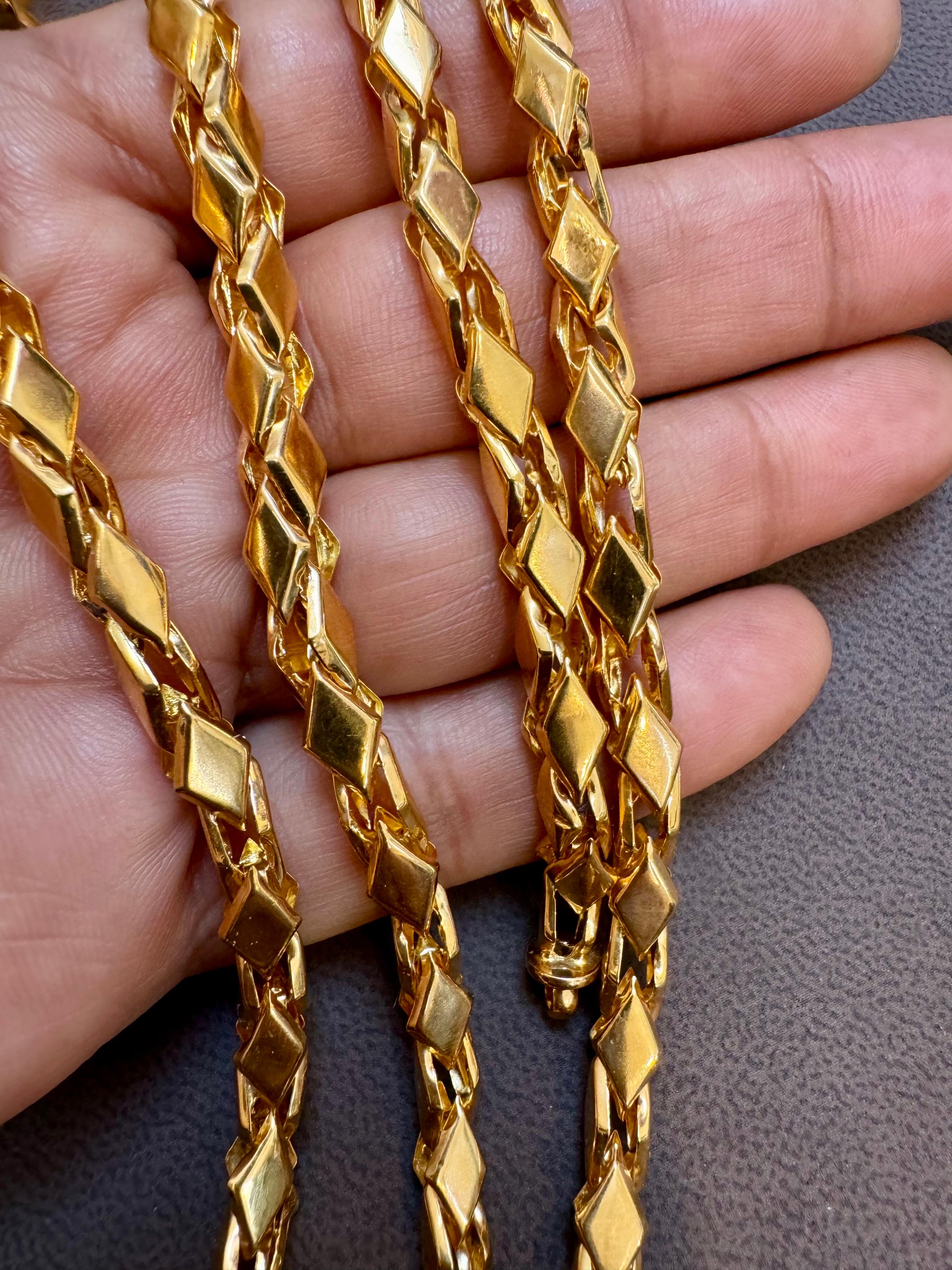 Vintage 45 Gm reine 22 Karat Gelbgold Handgefertigte Kette 23 Zoll handgefertigt im Angebot 5