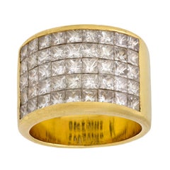 Anello cocktail vintage con diamante taglio princess da 4,50 carati in oro giallo 18 carati