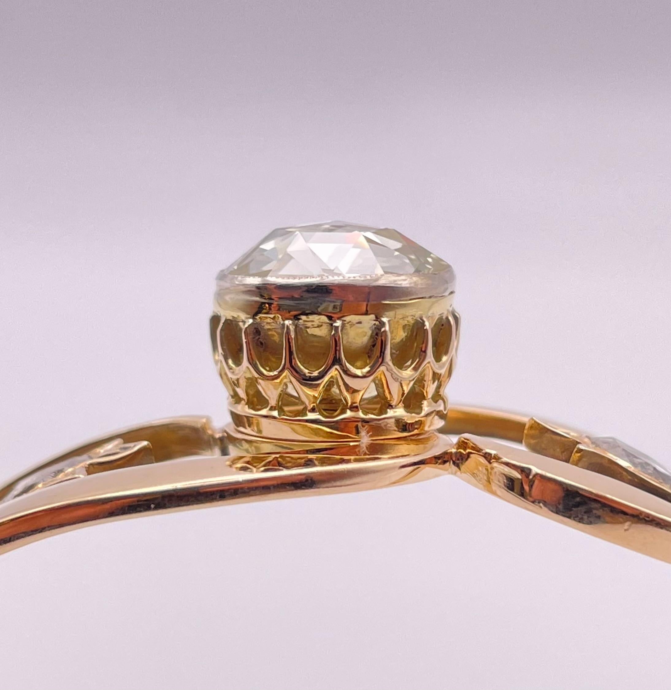 Bracelet jonc vintage en or jaune 18 carats avec diamants taille rose de 4,50 carats en vente 1