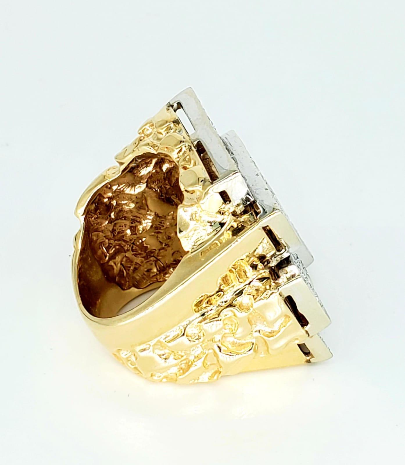 Vintage 4.50 Carat Diamonds Abstract Big Statement Nugget Ring In Excellent Condition For Sale In Miami, FL