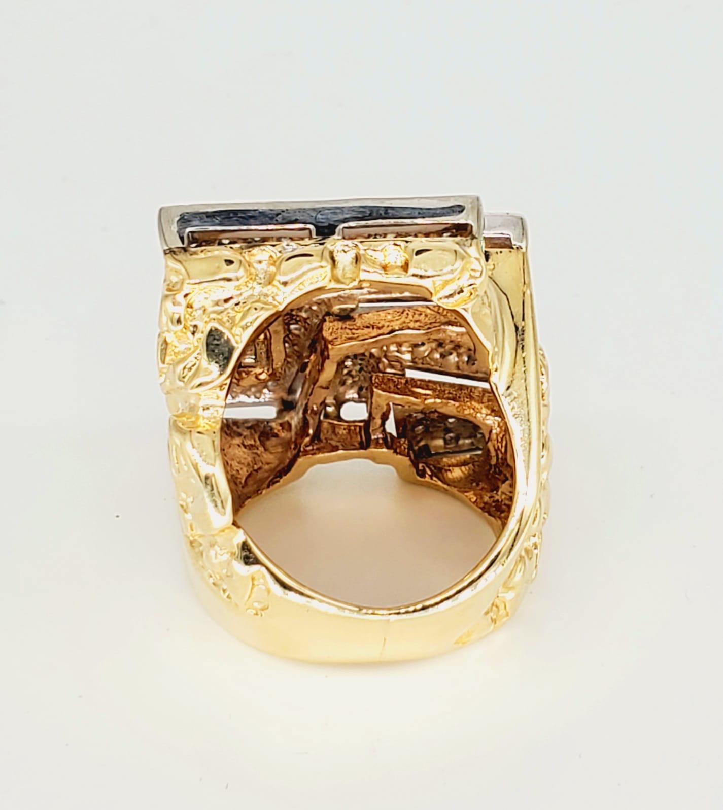 Men's Vintage 4.50 Carat Diamonds Abstract Big Statement Nugget Ring For Sale