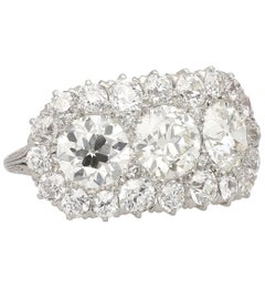 Vintage 4.50 CTTW Old European Cut Diamond Three-Stone Platinum Engagement Ring