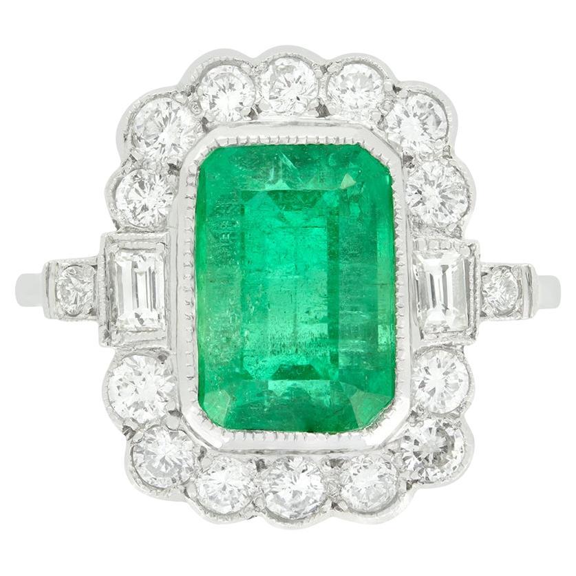Vintage 4.50ct Emerald and Diamond Cluster Ring, c.1970s