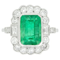 Vintage 4.50ct Emerald and Diamond Cluster Ring, c.1970s