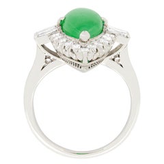 Vintage 4.50ct Jade and Diamond Halo Ring, c.1950s