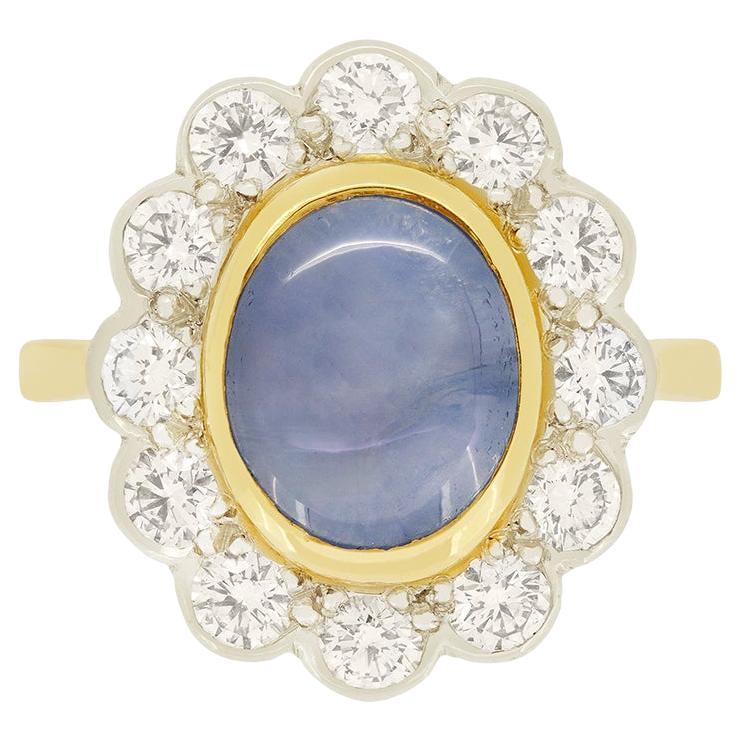 Vintage 4.50 Carat Star Sapphire and Diamond Ring, circa 1960s For Sale