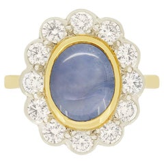 Vintage-Ring mit 4,50 Karat Sternsaphir und Diamant, ca. 1960er Jahre