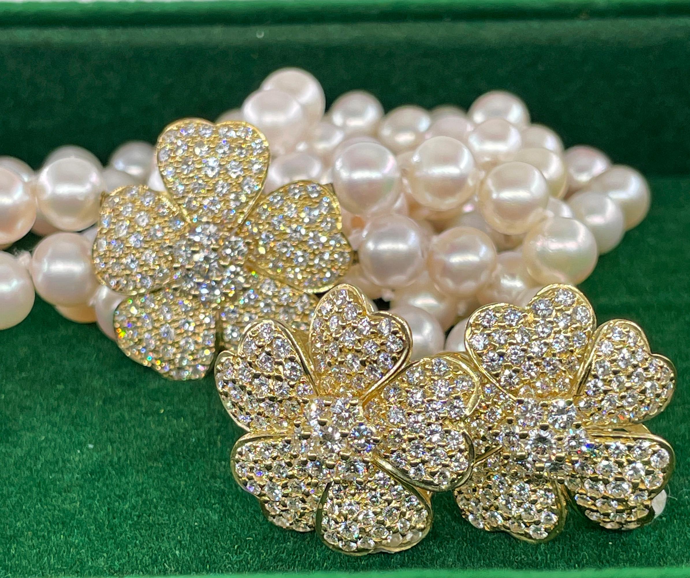 Vintage 4.50ctw Diamond Flower Gold Earrings Ear Pendants in 18K Yellow Gold For Sale 5