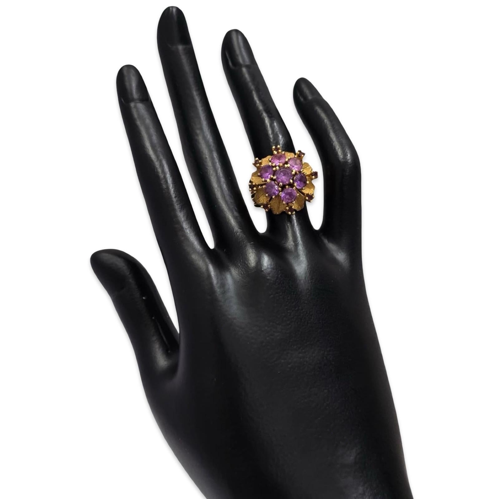 Vintage 4.50tcw Violet Sapphire Starburst Explosion Ring 18k Gold Pour femmes en vente