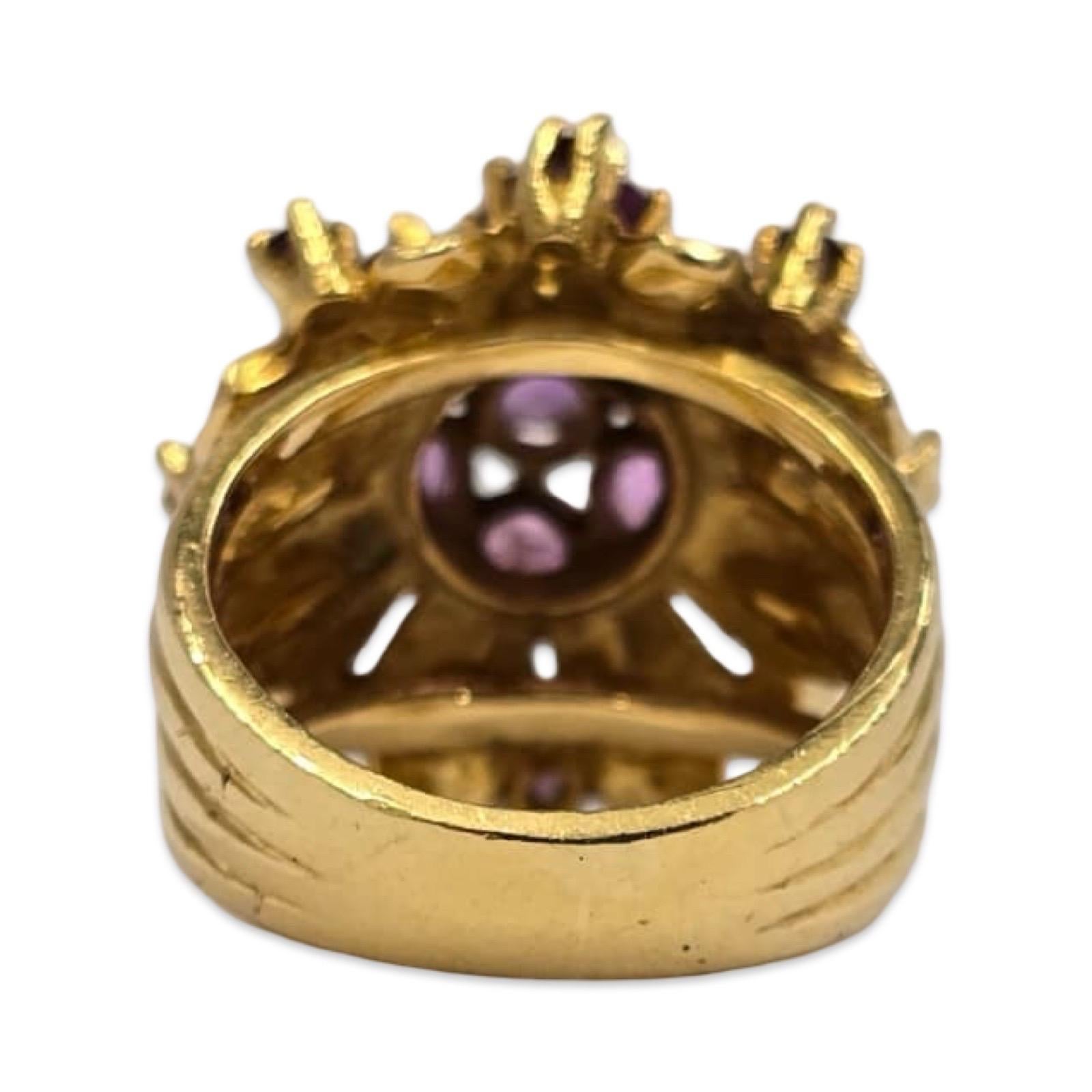 Vintage 4.50tcw Violet Sapphire Starburst Explosion Ring 18k Gold en vente 3