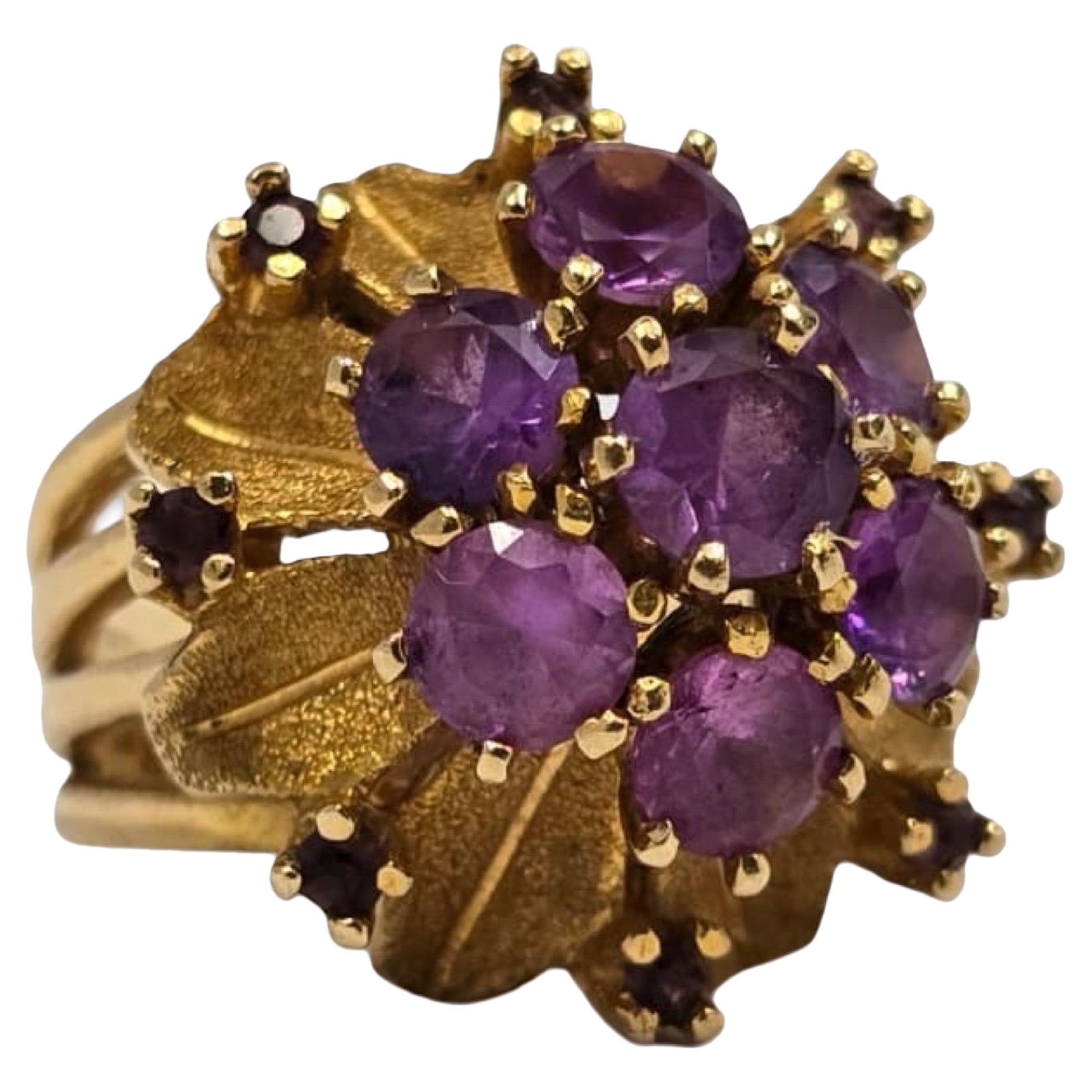 Vintage 4.50tcw Violet Sapphire Starburst Explosion Ring 18k Gold