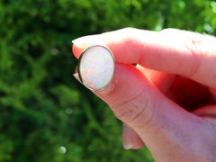 Vintage 1950's 4.51 Carat Opal and 9K Gold Stud Earrings