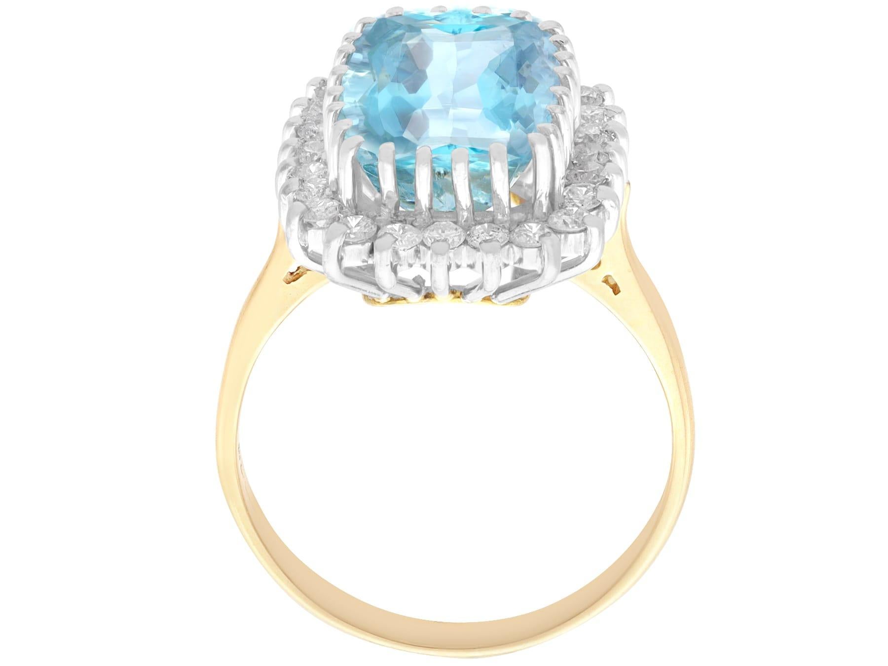 Vintage 4.56ct Aquamarine and Diamond Yellow Gold Cocktail Ring In Excellent Condition For Sale In Jesmond, Newcastle Upon Tyne
