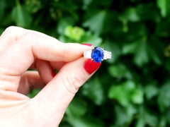 Vintage 4.59 Carat Oval Cut Sapphire and 1.02 Carat Diamond Yellow Gold Ring