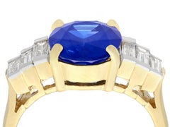 Vintage 4.59 Carat Sapphire and 1.02 Carat Diamond Yellow Gold Cocktail Ring