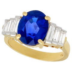 Vintage 4.59 Carat Sapphire and 1.02 Carat Diamond Yellow Gold Cocktail Ring