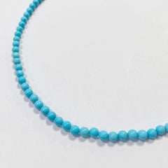 Collana vintage di perle di turchese naturale da 4,5-5 mm con chiusura in oro 18 carati