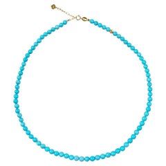 Collier Vintage en Turquoise Naturelle 4.5mm-5mm avec fermoir en or 18 carats