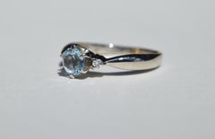 Vintage .46 Carat Aquamarine Diamond Platinum Engagement Ring