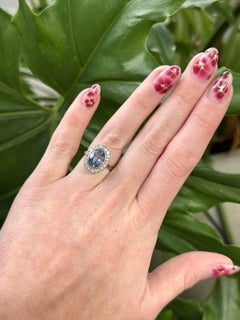 Vintage 4.60 Carat Ceylon Sapphire Ring GIA 18K Yellow Gold