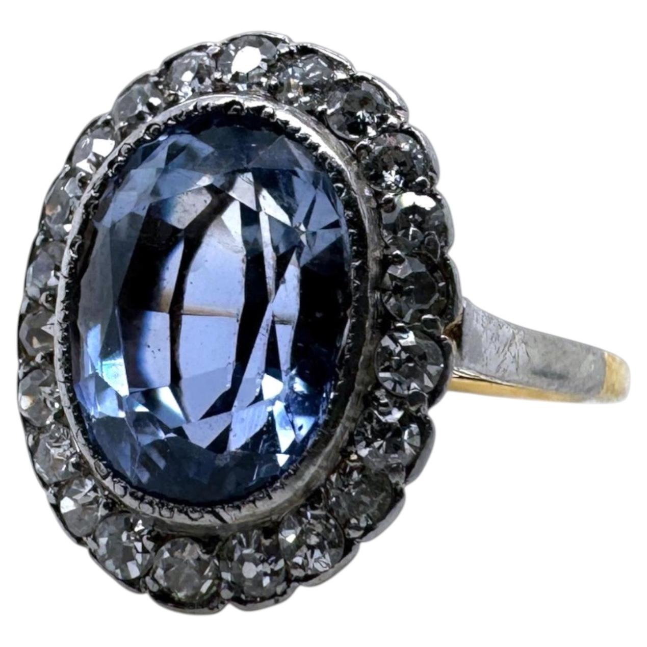 Vintage 4.60 Carat Ceylon Sapphire Ring GIA 18K Yellow Gold