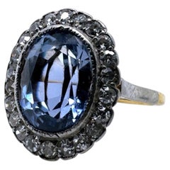 Vintage 4.60 Carat Ceylon Sapphire Ring GIA 18K Yellow Gold