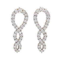 Boucles d'oreilles vintage en platine avec diamants de 4,60 carats